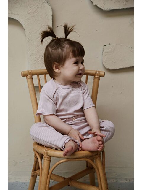 Oh La La Koala For Little Ones İstiridye Nakışlı Fitilli Kısa Kollu Body Tayt Set - S000425126-17878