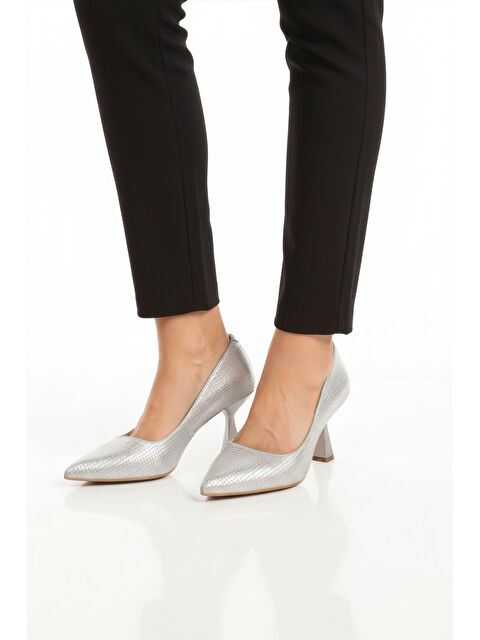 Ayakmod Gümüş İnce Topuklu Kadın Abiye Ayakkabı 665140 Z - S000445408-18105