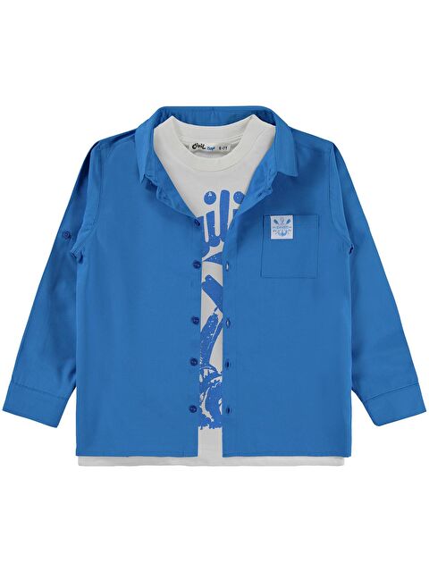 Civil Boys Sailin Baskılı Tişörtlü 6-9 Yaş Gömlek - Mavi