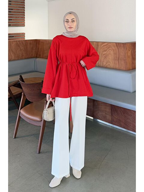 Lamelif Yırtmaç Detaylı Sweat Kırmızı - S000518006-20045