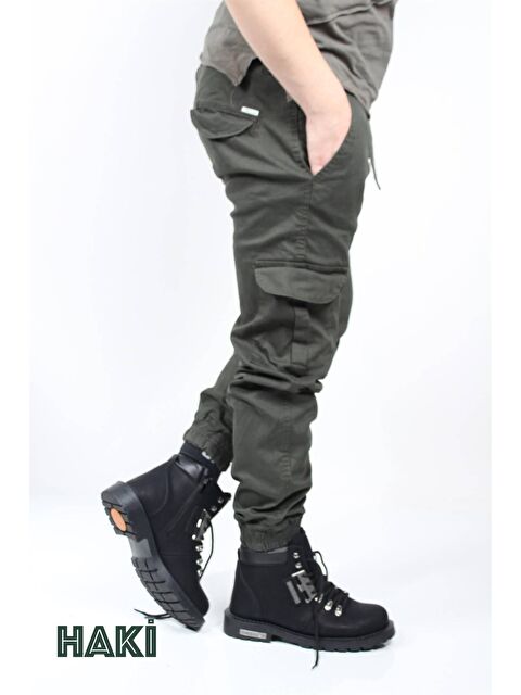 Oksit 1569 Beli ve Paçası Lastikli Likralı Erkek Kargo Pantolon - S000124637-18547