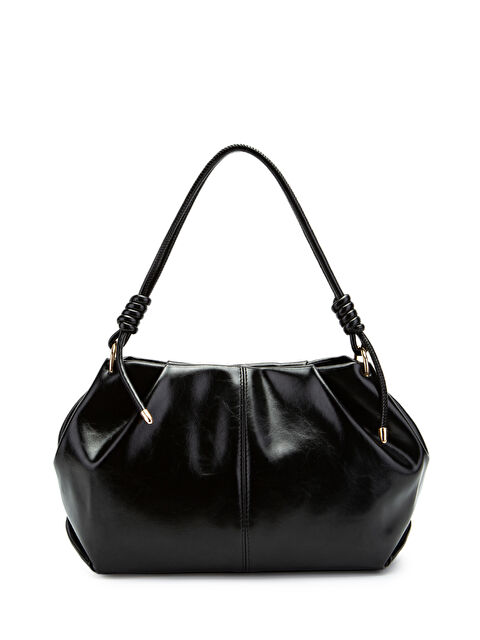 Minebag Büzgü Detaylı Suni Deri Chen Kol Çanta Siyah - S000473520-19351