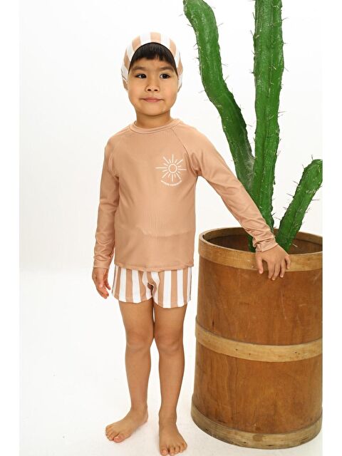 My Kids Wear Boneli Bağcıklı Uzun Kol Güneş Korumalı Erkek Çocuk Mayo