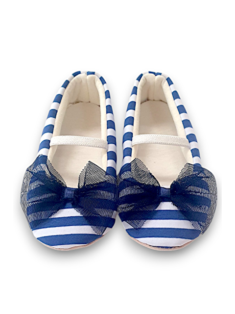First Step Lacivert Çizgili  Kız Bebek Lastikli İlk Adım Babet-F-544 - S000295444-21164