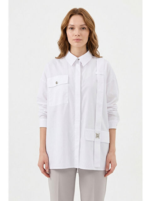 Remsa Sol Tarafı Askı Detaylı Paper Touch Gömlek 153 Beyaz