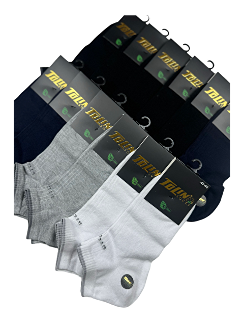 Tolin Bambu Erkek Karışık Renkli Dikişsiz 12'li Patik Çorap Seti 10533 - S000222698-23173