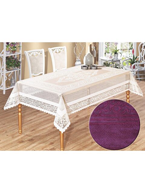 Çeyiz Diyarı Venessi Örme Pano Desenli Masa Örtüsü Mürdüm - S000496174-20036