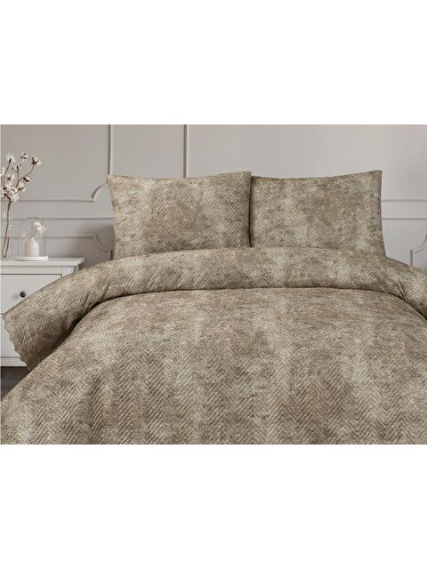 Çeyiz Diyarı Elissa Çift Kişilik Kadife Yatak Örtüsü Bej - S000496175-19928