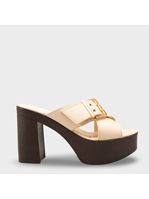 Capone Outfitters Marlo Platform Çapraz Bantlı Metal Tokalı Kadın Terlik - S000516879-19928
