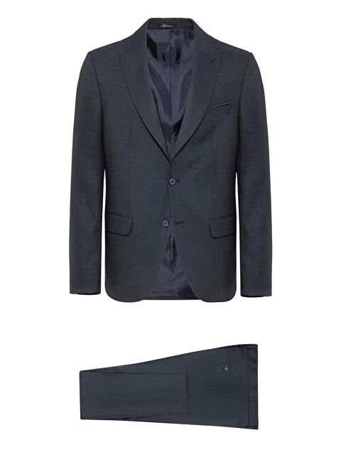 Süvari Lacivert Slim Desenli Sivri Yaka 6 Drop Takım Elbise - S000460563-21164