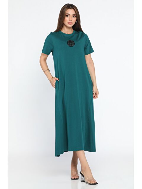 Gülseli Gül Nakışlı Cepli Elbise - S000299369-18709