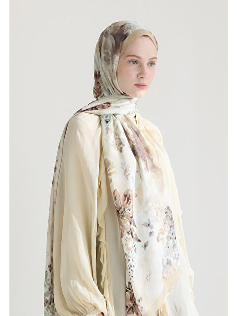 Fresh Scarfs Peony Harmony Floş Viskon Şal Bej - S000427099-19928