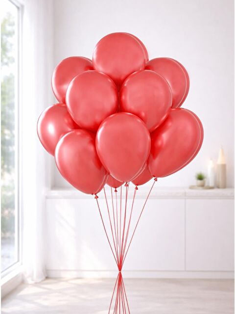 Parti Adresi Kırmızı Metalik Parti Balonu – Doğum Günü ve Özel Dekoru 12 inc 10'lu - S000530951-20045