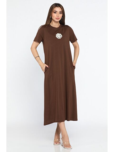 Gülseli Gül Nakışlı Cepli Elbise - S000299369-19413