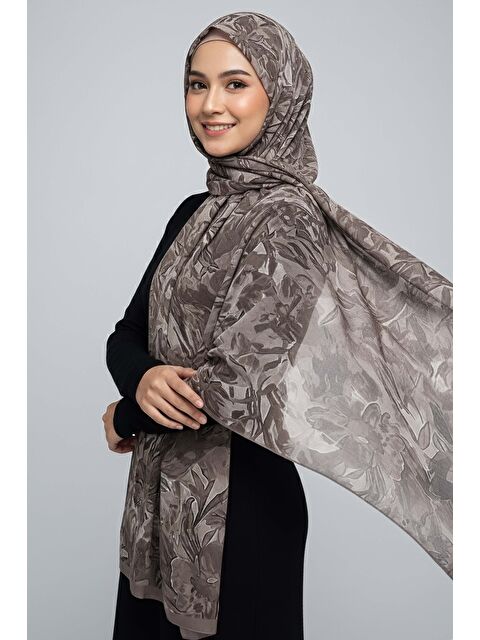 Tofisa Elegance Flora Serisi Bambu Crash Şal Vizon - 28003-VIZON - S000474458-26429