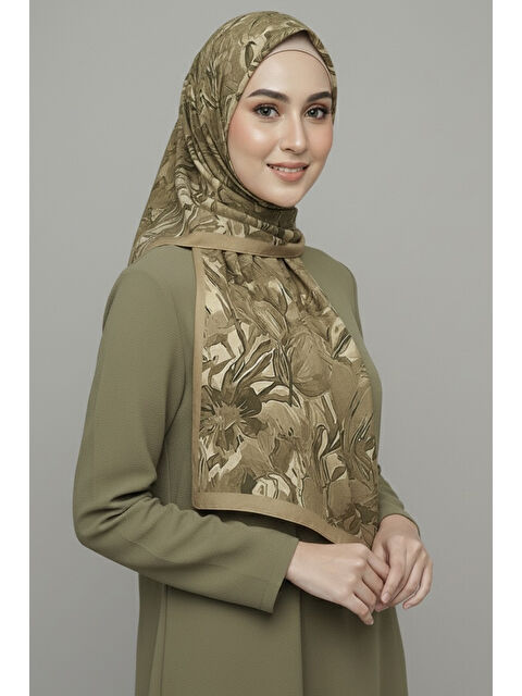 Tofisa Elegance Flora Serisi Bambu Crash Şal Yağ Yeşili - 28003-YAG-YESILI - S000474458-1091