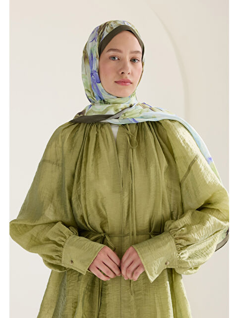 Fresh Scarfs Soft Flora Floş Viskon Şal Haki - S000427143-18547