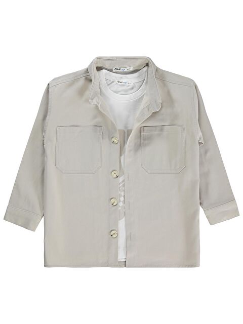 Civil Boys Çift Cepli Tişörtlü 10-13 Yaş Gömlek - Koyu Taş Rengi