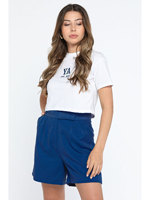 Gülseli Yüksek Bel Pileli Cırtlı Kadın Cepli Şort - S000299377-23710