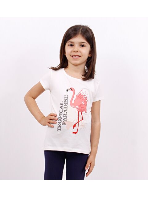 Toontoykids Kız Çocuk Tişört Flamingo Baskılı
