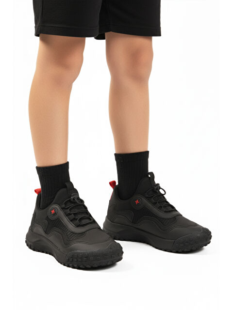 Ayakmod Siyah Lastik Bağcıklı Erkek Çocuk Spor Ayakkabı G63 Kids F - S000445422-19351