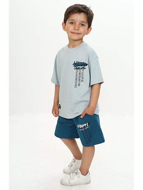 Toontoykids Erkek Çocuk Happy Yazı Baskılı Şortlu Takım - S000393428-18194