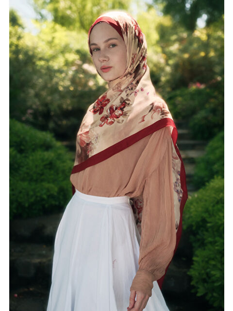 Fresh Scarfs Peony Harmony Floş Viskon Şal Kırmızı - S000427099-20045