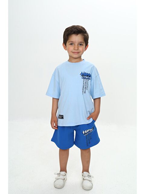 Toontoykids Erkek Çocuk Happy Yazı Baskılı Şortlu Takım - S000393428-17234