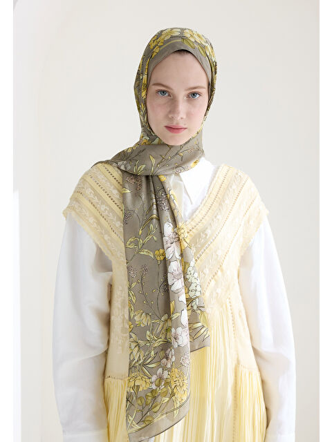 Fresh Scarfs Valentına Floş Viskon Şal Vizon - S000427140-26429