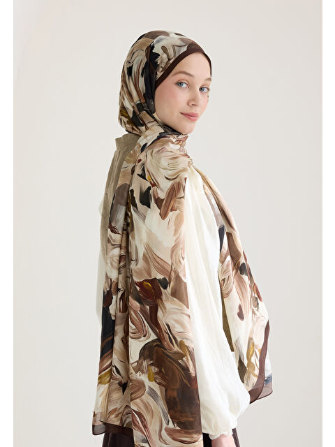 Fresh Scarfs Vanılla Blossom Floş Viskon Şal Kahve - S000426646-28102