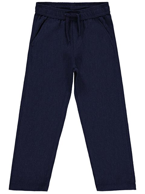 Civil Boys Kendinden Desenli 10-13 Yaş Pantolon - Lacivert