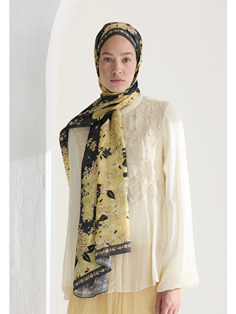 Fresh Scarfs Tıny Plumerıa Floş Viskon Şal Antrasit - S000426909-29666