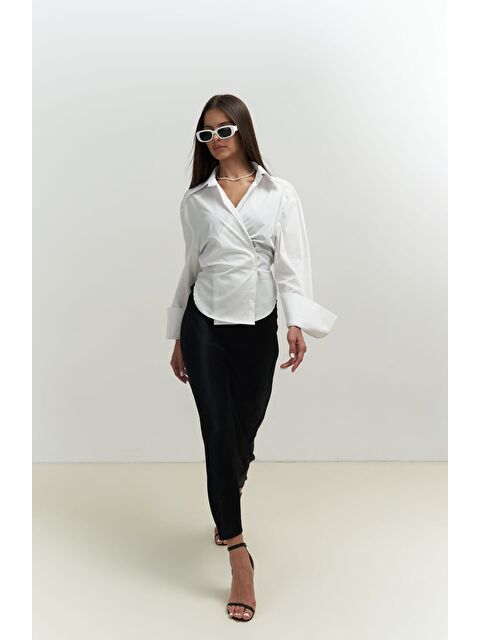 Mai Collection Coline İp Detaylı Beyaz Gömlek - S000279577-20063