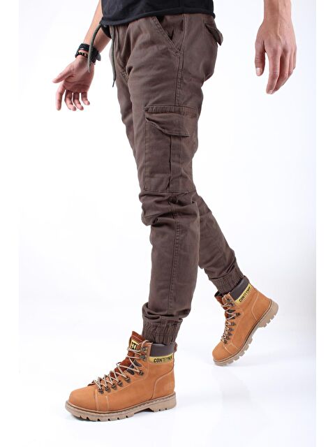 Oksit 1569 Beli ve Paçası Lastikli Likralı Erkek Kargo Pantolon - S000124637-26413