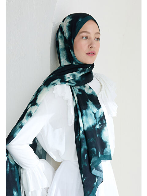 Fresh Scarfs Lola Floş Viskon Şal Petrol - S000426917-20019