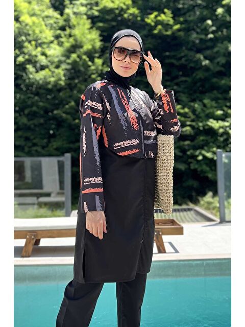 Remsa Paraşüt Tam Kapalı Tesettür Mayo Aller 2403 Çizgi - S000358454-19351