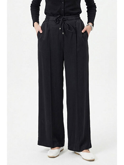 Remsa İpek Cupra Beli Lastikli Pantolon 5588 Siyah