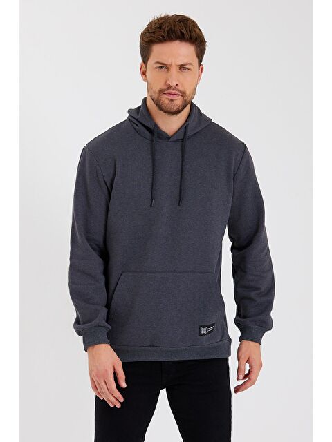 Mmetalic Kanguru Cepli Kapüşonlu İçi pamuklu  Erkek Hoodie - S000234460-29666