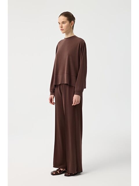 Kadriye Baştürk Modal Cupra Pantolon Kahverengi