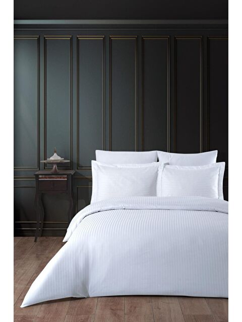 Varol Lastikli Saten Çizgili Çift Kişilik Nevresim Takım - S000371742-20063