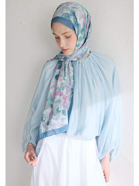 Fresh Scarfs Hıbıscus Beauty Floş Viskon Şal Mavi - S000426643-17234