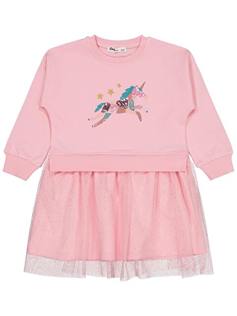 Civil Girls Baskılı 2-5 Yaş Elbise - Pembe 5-6 Yaş - S000494719-20024