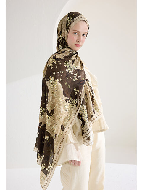 Fresh Scarfs Tıny Plumerıa Floş Viskon Şal Bej - S000426909-19928