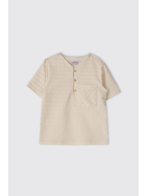 Panço Erkek Bebek Kısa Kollu Ekru Tişört - S000531696-19965