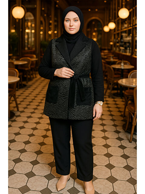 Remsa Zebra Şişme Yelek Taş Detaylı 3'lü Takım 25139 Siyah - S000473530-19351