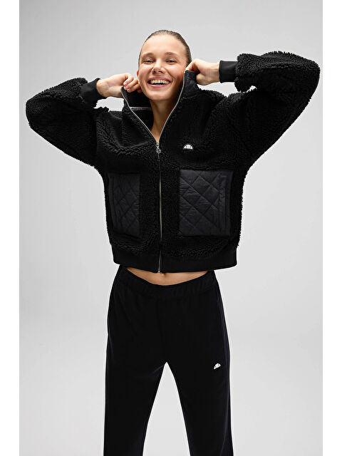 Ellesse Logolu Regular Fit Dik Yaka Kadın Polar Mont EF525-BK - S000531195-19351