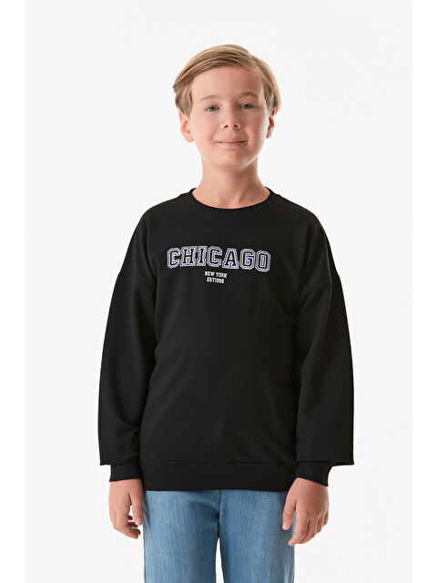 Fullamoda Baskılı Bisiklet Yaka Erkek Çocuk Sweatshirt - S000261124-19351