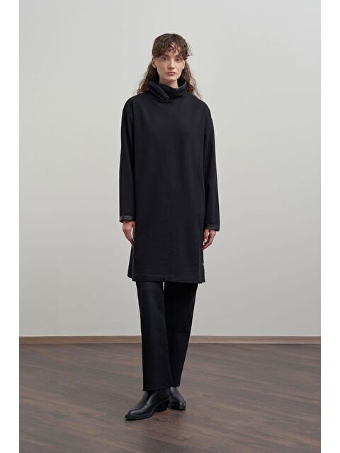 ALLDAY Siyah-Deri Biyeli Pamuklu Uzun Tunik - S000505472-19351