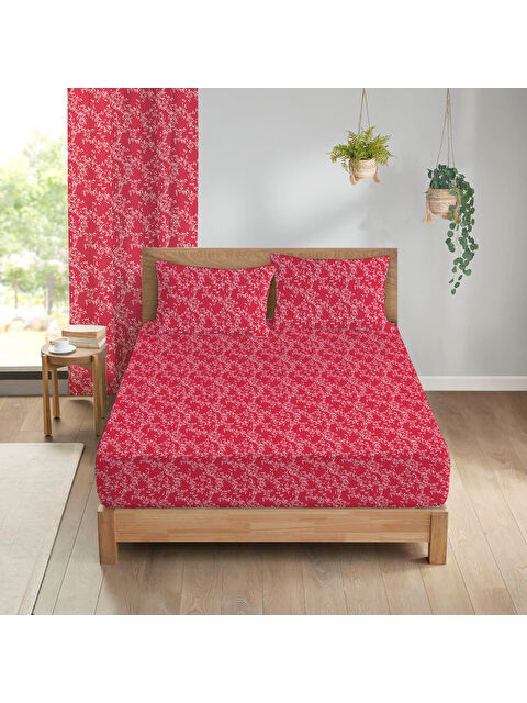 Evmila Pembe Desenli Baskılı 180x200 Çift Kişilik Lastikli Çarşaf Seti Renkli - S000291146-23173
