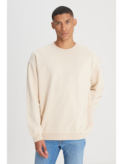 Lee Loose Fit Rahat Kesim Bisiklet Yaka %100 Pamuk Ekru Sweatshirt - S000470385-19965